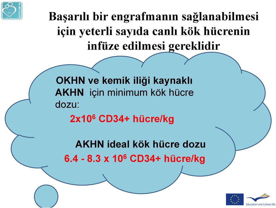 iliği kaynaklı AKHN için minimum kök hücre dozu: 2x10 6 CD34+