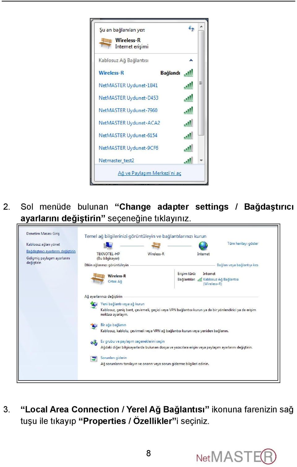 3. Local Area Connection / Yerel Ağ Bağlantısı ikonuna