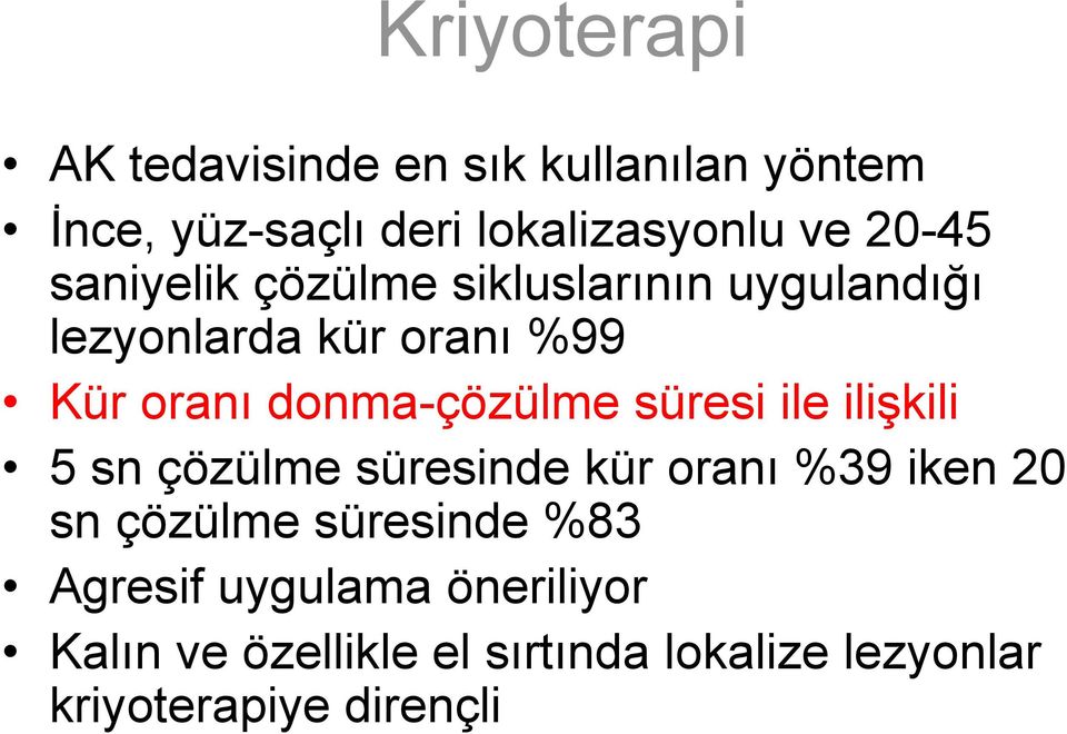 donma-çözülme süresi ile ilişkili 5 sn çözülme süresinde kür oranı %39 iken 20 sn çözülme