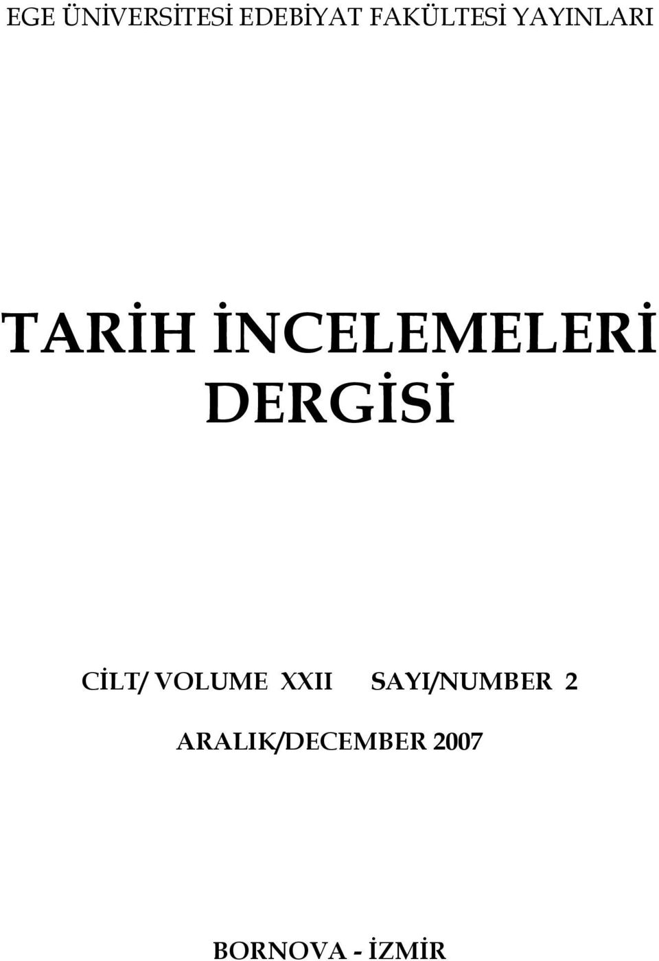 DERGİSİ CİLT/ VOLUME XXII