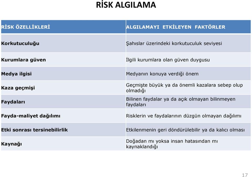 önemli kazalara sebep olup olmadığı Bilinen faydalar ya da açık olmayan bilinmeyen faydaları Risklerin ve faydalarının düzgün olmayan