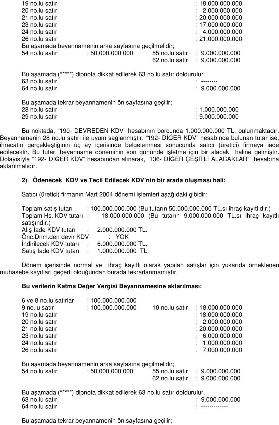 192- DİĞER KDV hesabında bulunan tutar ise, ihracatın gerçekleştiğinin üç ay içerisinde belgelenmesi sonucunda satıcı (üretici) firmaya iade edilecektir.