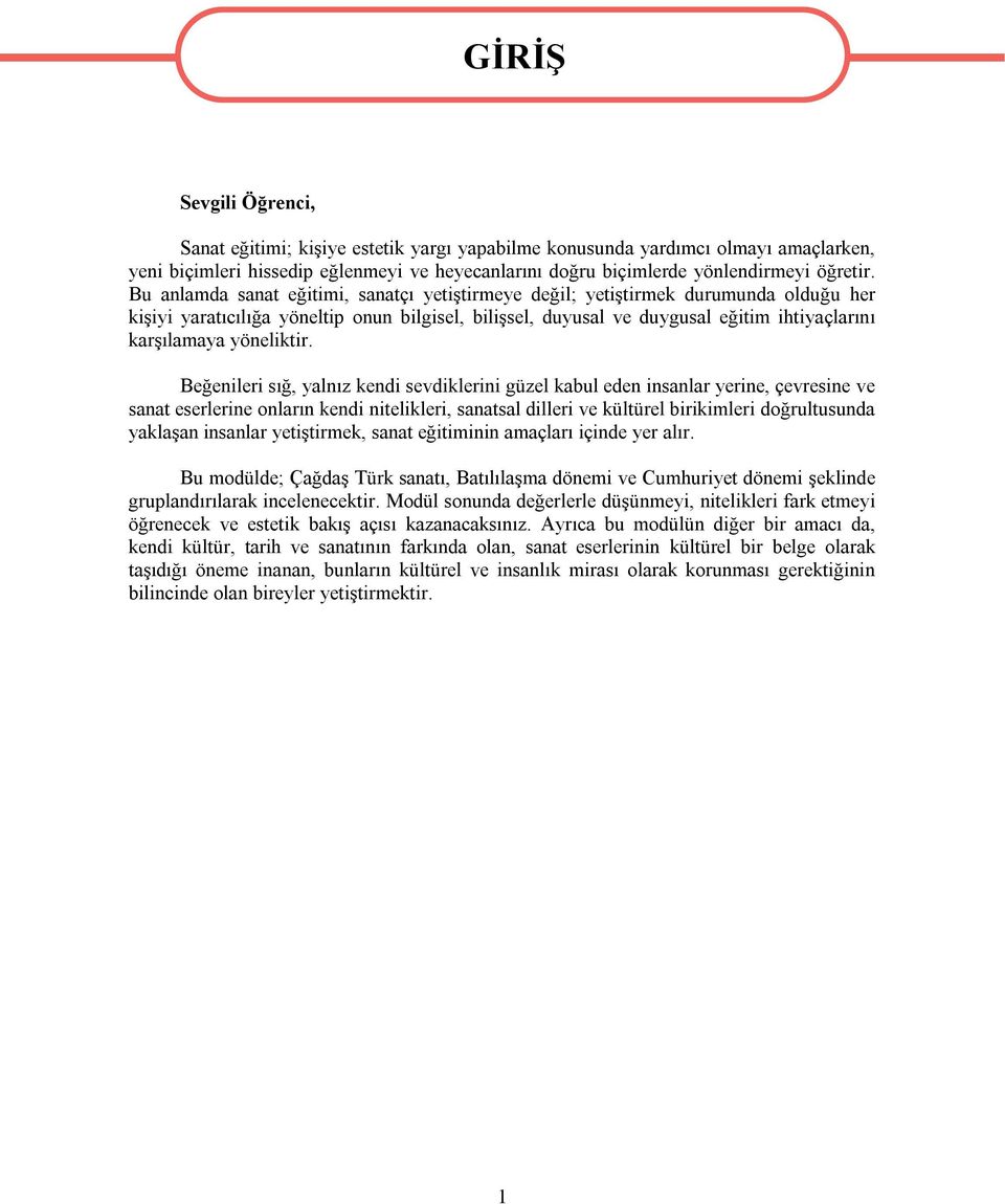 Bu anlamda sanat eğitimi, sanatçı yetiştirmeye değil; yetiştirmek durumunda olduğu her kişiyi yaratıcılığa yöneltip onun bilgisel, bilişsel, duyusal ve duygusal eğitim ihtiyaçlarını karşılamaya