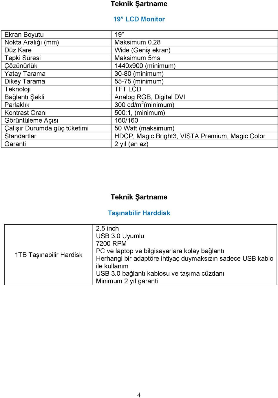 Digital DVI Parlaklık 300 cd/m 2 (minimum) Kontrast Oranı 500:1, (minimum) Görüntüleme Açısı 160/160 Çalışır Durumda güç tüketimi 50 Watt (maksimum) Standartlar HDCP, Magic Bright3, VISTA