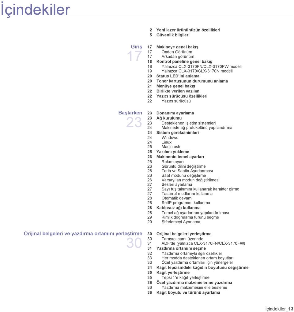 Başlarken 23 23 Donanımı ayarlama 23 Ağ kurulumu 23 Desteklenen işletim sistemleri 24 Makinede ağ protokolünü yapılandırma 24 Sistem gereksinimleri 24 Windows 24 Linux 25 Macintosh 25 Yazılımı