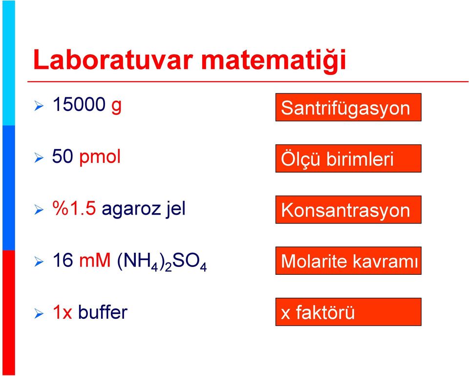 1x buffer Santrifügasyon Ölçü