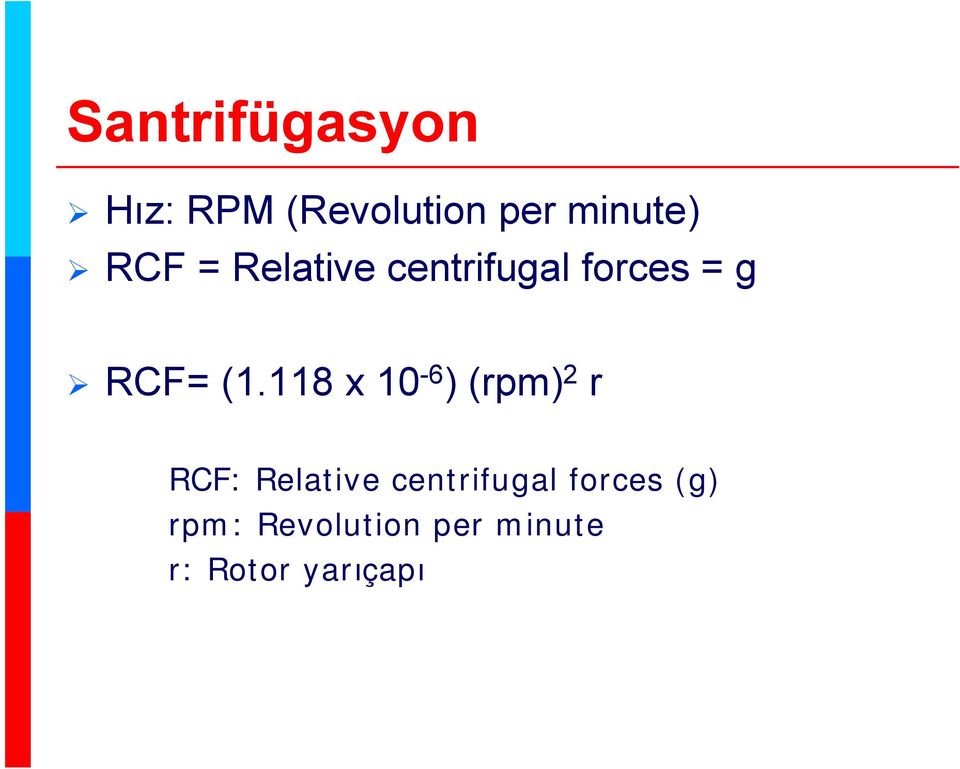 118 x 10-6 ) (rpm) 2 r RCF: Relative centrifugal