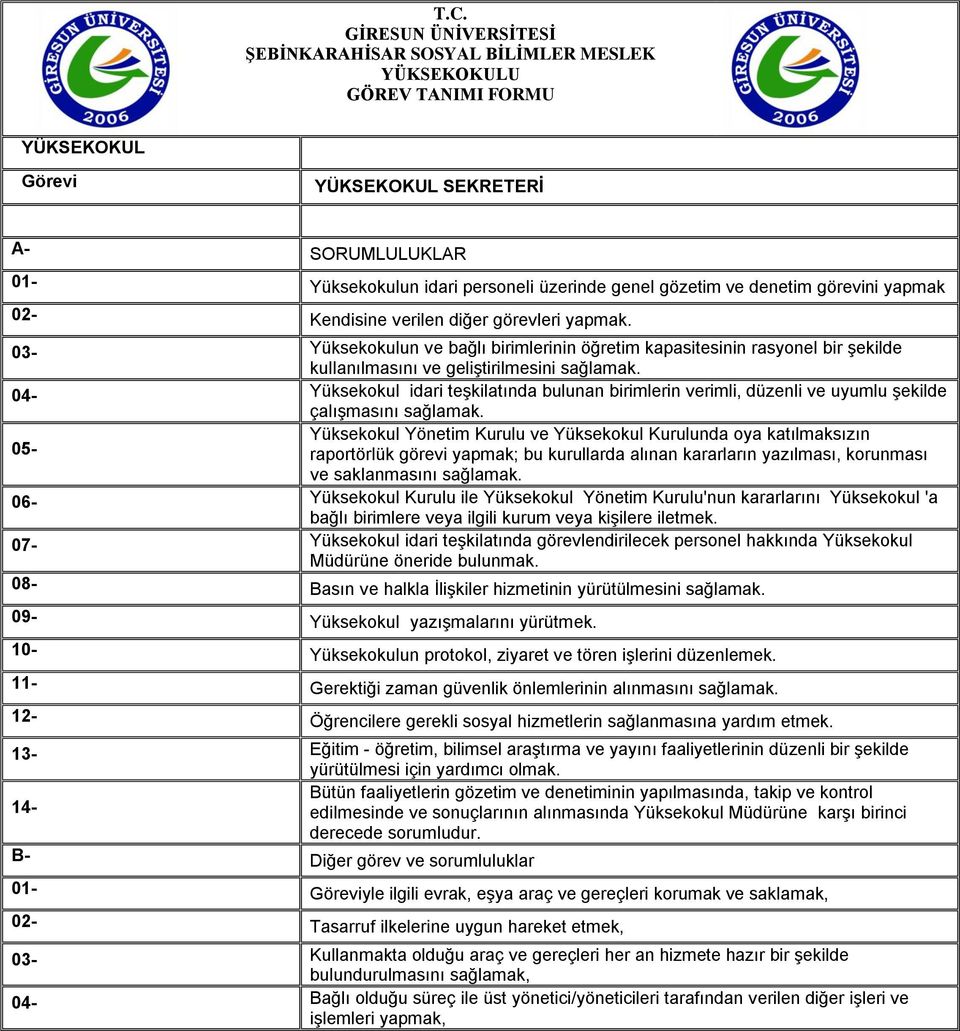 04- idari teşkilatında bulunan birimlerin verimli, düzenli ve uyumlu şekilde çalışmasını sağlamak.