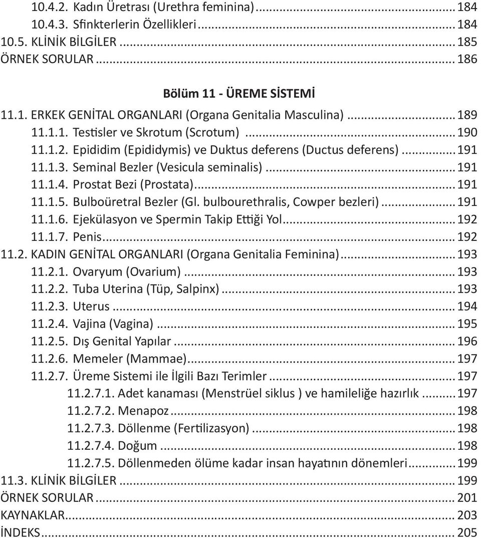 Prostat Bezi (Prostata)...191 11.1.5. Bulboüretral Bezler (Gl. bulbourethralis, Cowper bezleri)...191 11.1.6. Ejekülasyon ve Spermin Takip Ettiği Yol...192 