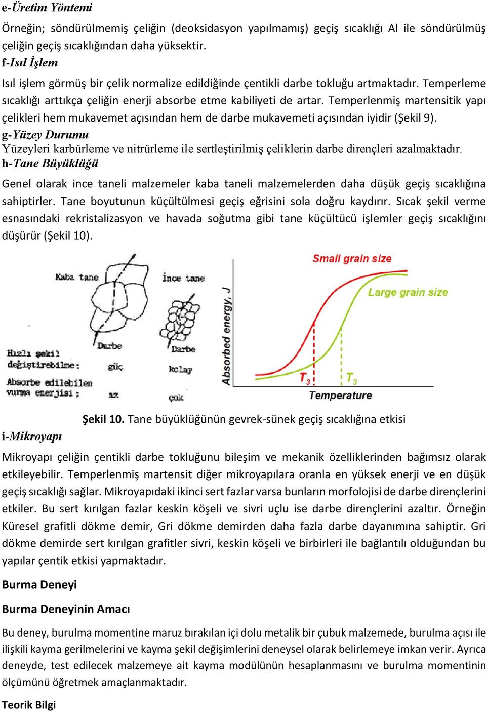 Temperlenmiş martensitik yapı çelikleri hem mukavemet açısından hem de darbe mukavemeti açısından iyidir (Şekil 9).