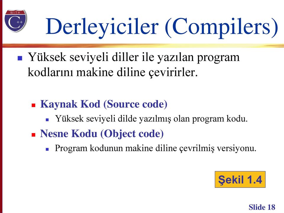 Kaynak Kod (Source code) Yüksek seviyeli dilde yazılmış olan program