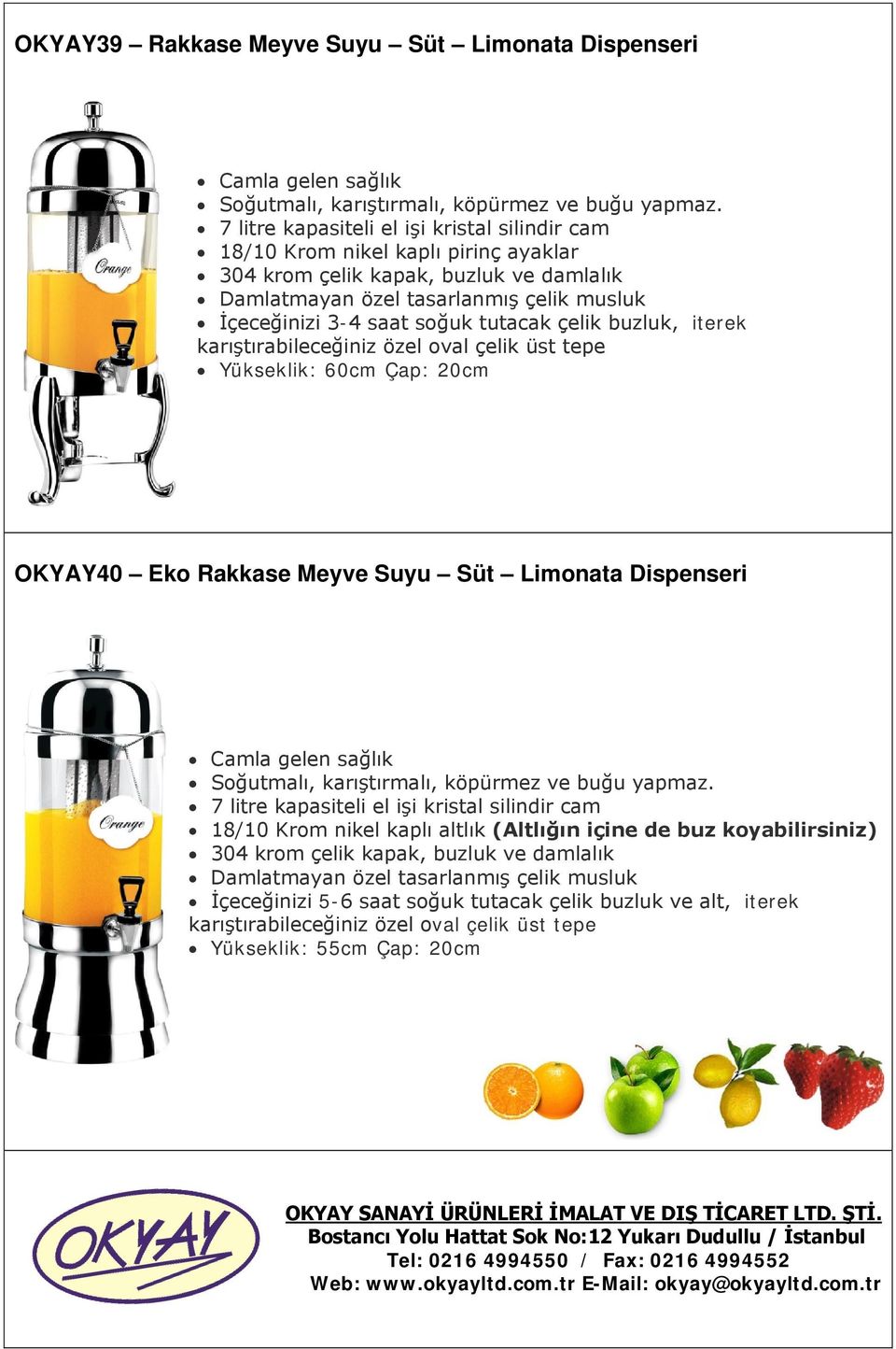 tutacak çelik buzluk, iterek karıştırabileceğiniz özel oval çelik üst tepe Yükseklik: 60cm Çap: 20cm OKYAY40 Eko Rakkase Meyve Suyu Süt Limonata Dispenseri Camla gelen sağlık Soğutmalı, karıştırmalı,