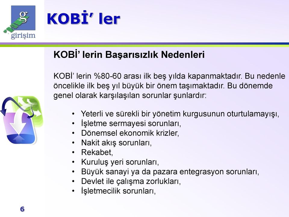 Bu dönemde genel olarak karşılaşılan sorunlar şunlardır: Yeterli ve sürekli bir yönetim kurgusunun oturtulamayışı, İşletme