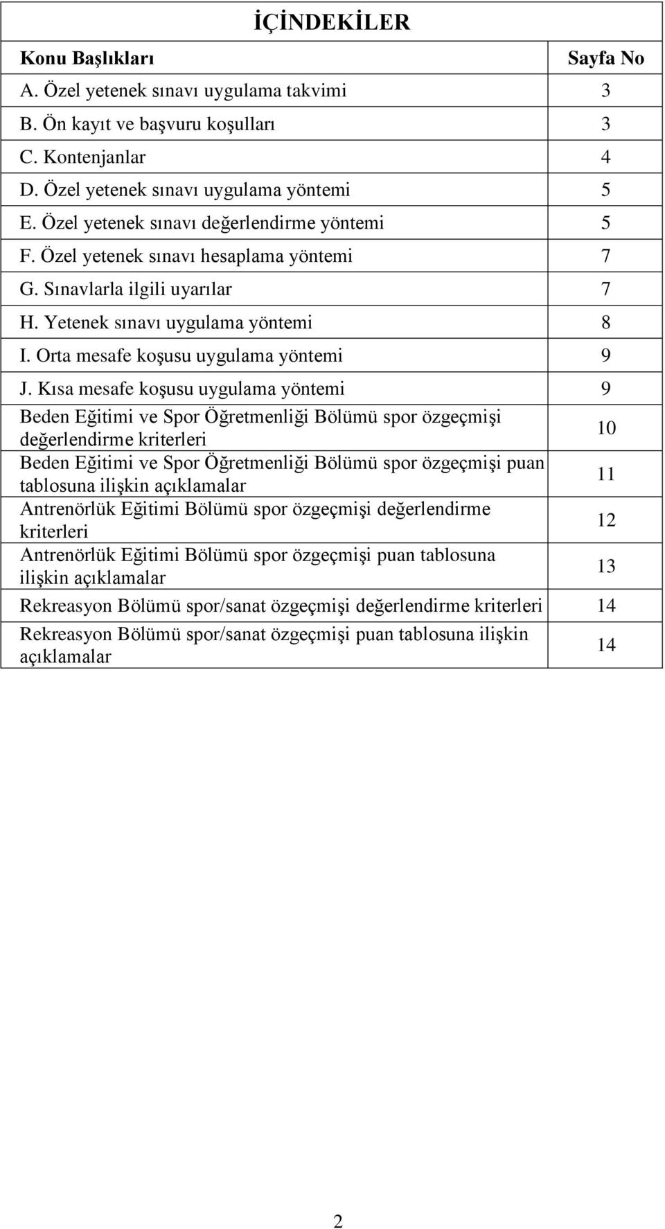 Kısa mesafe koşusu uygulama yöntemi 9 Beden Eğitimi ve Spor Öğretmenliği Bölümü spor özgeçmişi değerlendirme kriterleri 10 Beden Eğitimi ve Spor Öğretmenliği Bölümü spor özgeçmişi puan tablosuna