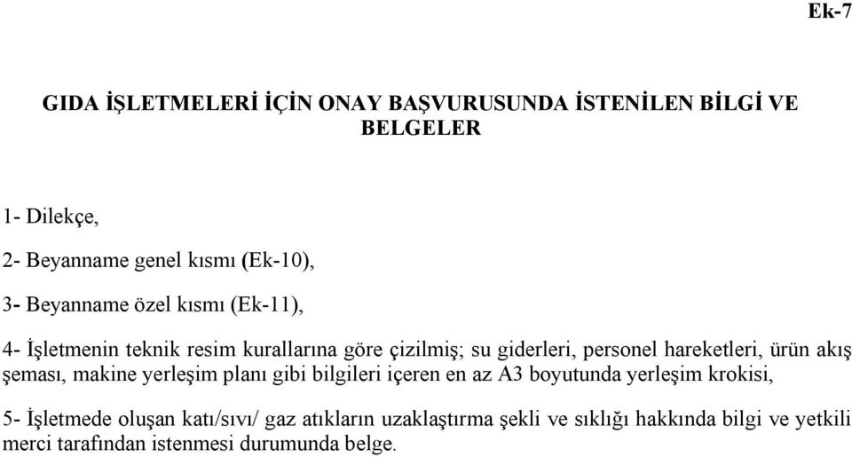 ürün akış şeması, makine yerleşim planı gibi bilgileri içeren en az A3 boyutunda yerleşim krokisi, 5- İşletmede oluşan