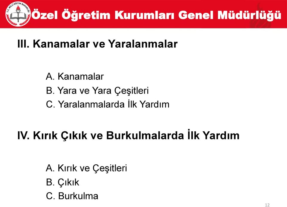 Yaralanmalarda İlk Yardım IV.