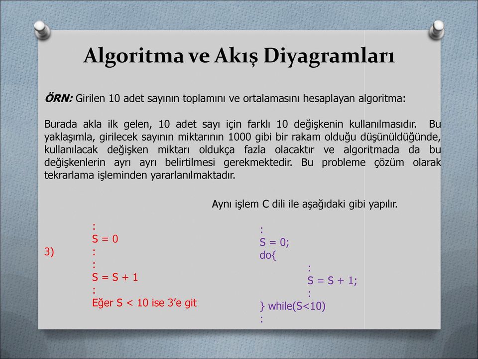 Bu yaklaşımla, girilecek sayının miktarının 1000 gibi bir rakam olduğu düşünüldüğünde, kullanılacak değişken miktarı oldukça fazla olacaktır ve