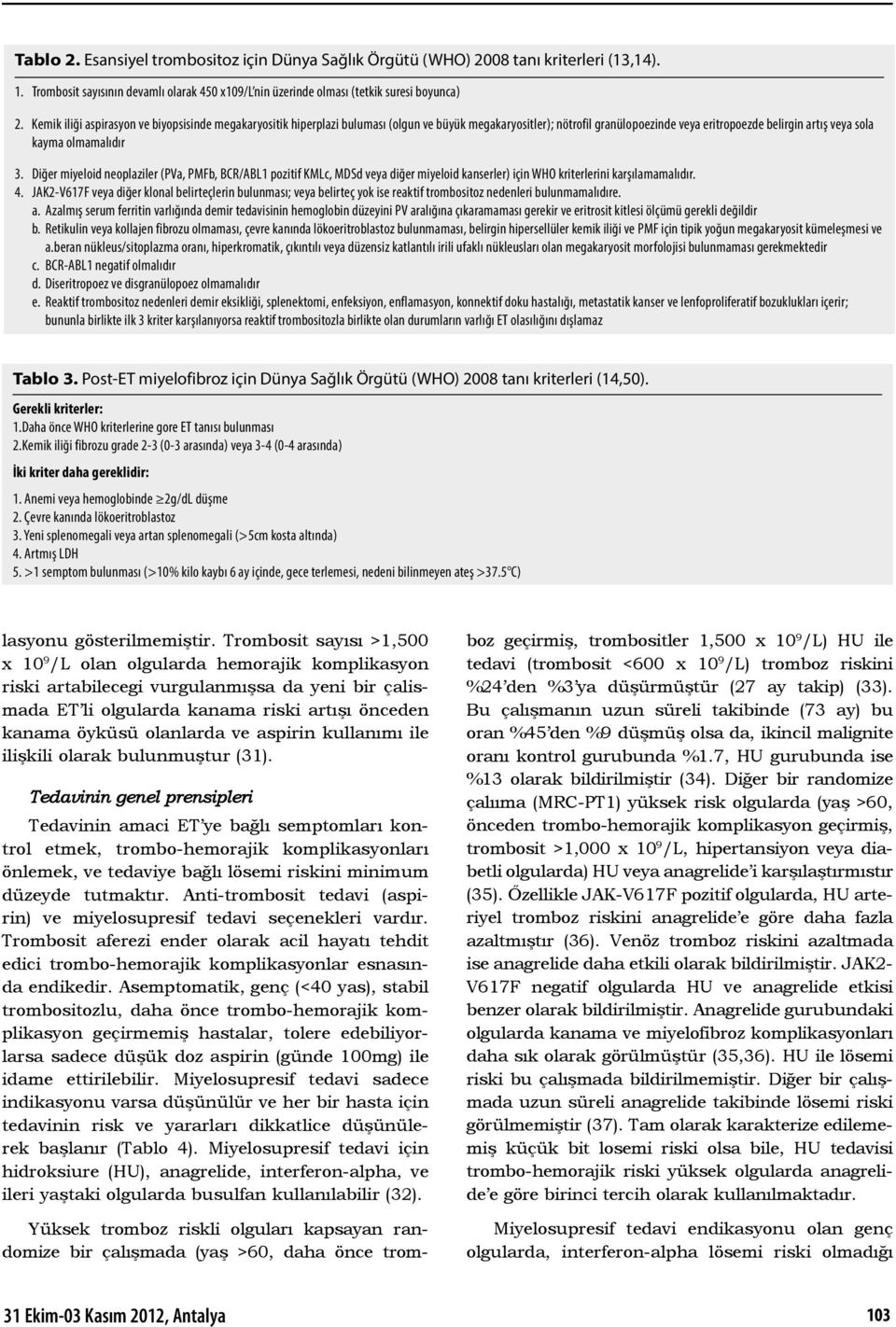 Diğer miyeloid neoplaziler (PVa, PMFb, BCR/ABL1 pozitif KMLc, MDSd veya diğer miyeloid kanserler) için WHO kriterlerini karşılamamalıdır. 4.