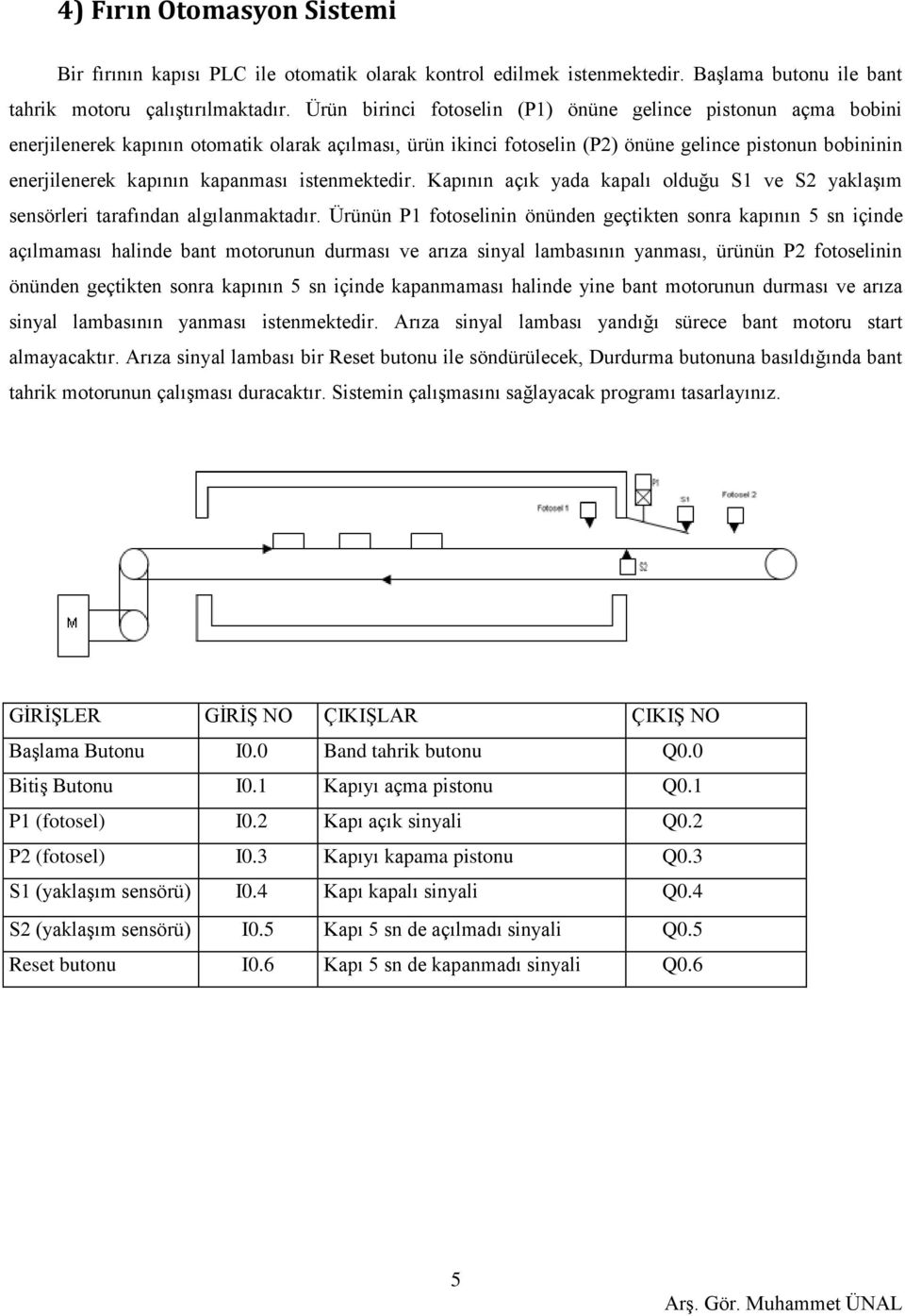 kapanması istenmektedir. Kapının açık yada kapalı olduğu S1 ve S2 yaklaşım sensörleri tarafından algılanmaktadır.