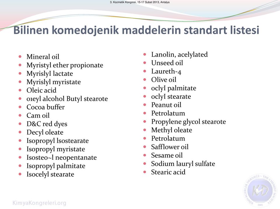 Isosteo~l neopentanate Isopropyl palmitate Isocelyl stearate Lanolin, acelylated Unseed oil Laureth-4 Olive oil 0clyI palmitate