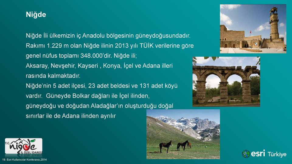 Niğde ili; Aksaray, Nevşehir, Kayseri, Konya, İçel ve Adana illeri rasında kalmaktadır.