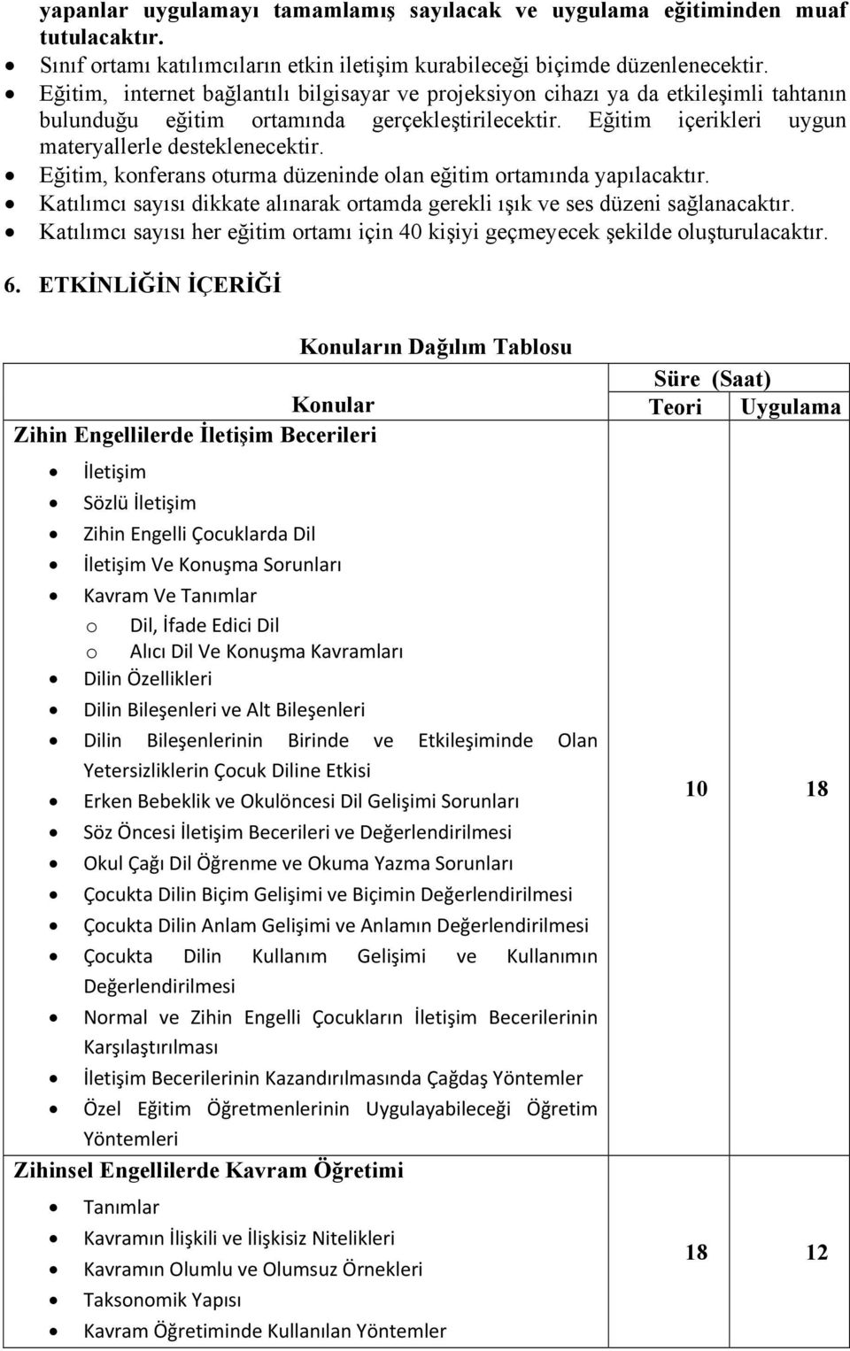 Eğitim, konferans oturma düzeninde olan eğitim ortamında yapılacaktır. Katılımcı sayısı dikkate alınarak ortamda gerekli ışık ve ses düzeni sağlanacaktır.