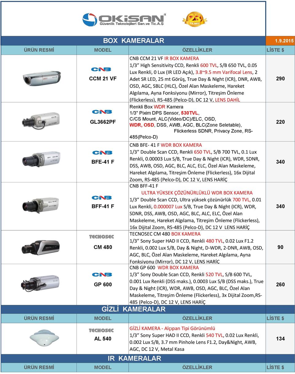 (Flickerless), RS-485 (Pelco-D), DC 12 V, LENS DAHİL Renkli Box WDR Kamera 1/3" Pixim DPS Sensor, 530TVL, C/CS Mount, ALC(Video/DC)/ELC, OSD, WDR, OSD, DSS, AWB, AGC, BLC(Zone Seletable), Flickerless
