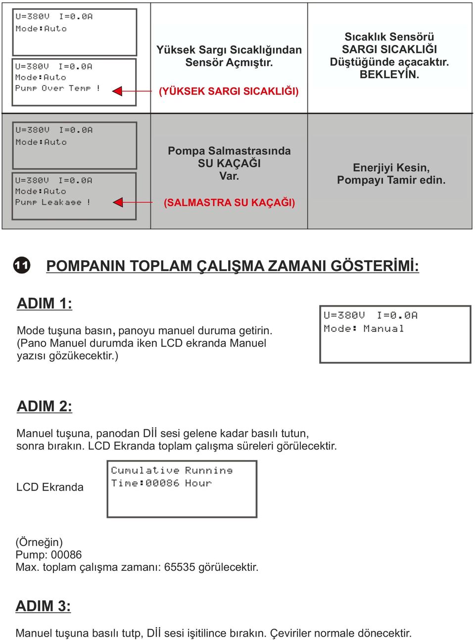 (Pano Manuel durumda iken LCD ekranda Manuel yazısı gözükecektir.) ADIM 2: Manuel tuşuna, panodan Dİİ sesi gelene kadar basılı tutun, sonra bırakın.