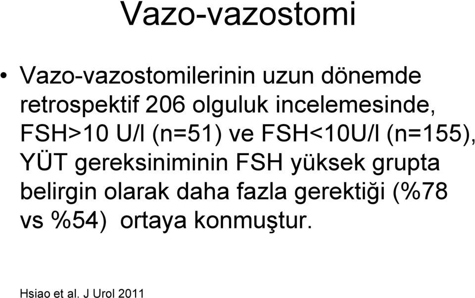 (n=155), YÜT gereksiniminin FSH yüksek grupta belirgin olarak