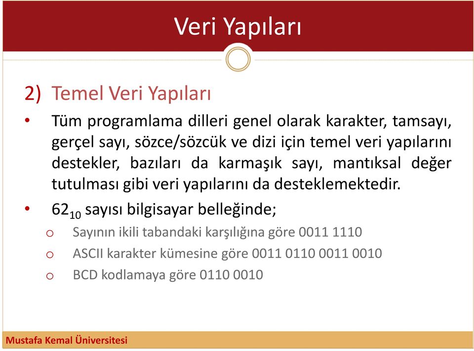 tutulması gibi veri yapılarını da desteklemektedir.