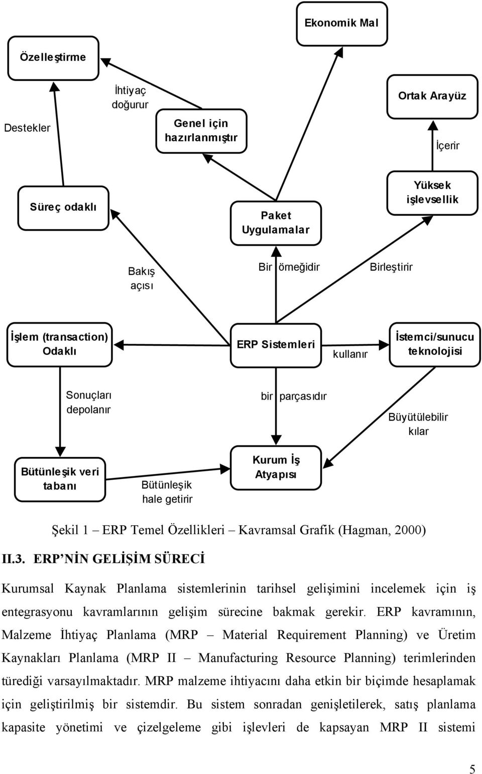 ERP Temel Özellikleri Kavramsal Grafik (Hagman, 2000) II.3.
