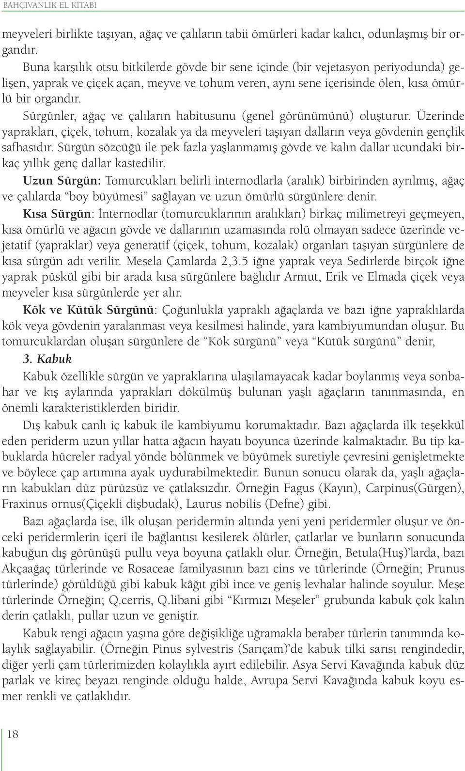 Sürgünler, ağaç ve çalıların habitusunu (genel görünümünü) oluşturur. Üzerinde yaprakları, çiçek, tohum, kozalak ya da meyveleri taşıyan dalların veya gövdenin gençlik safhasıdır.