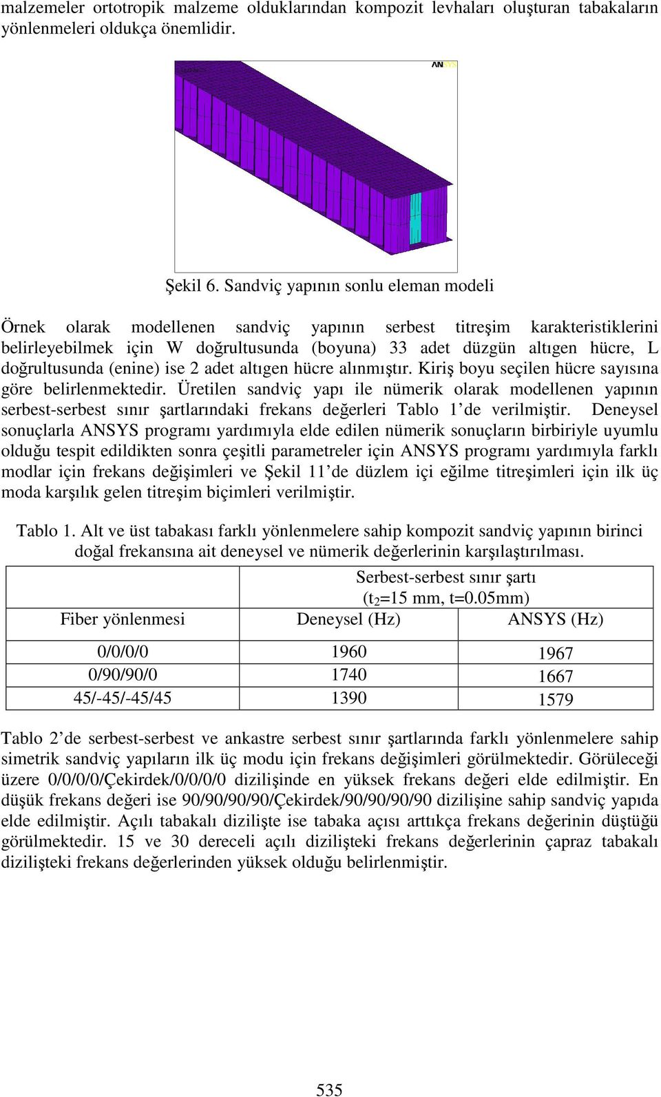 doğrultusunda (enine) ise 2 adet altıgen hücre alınmıştır. Kiriş boyu seçilen hücre sayısına göre belirlenmektedir.