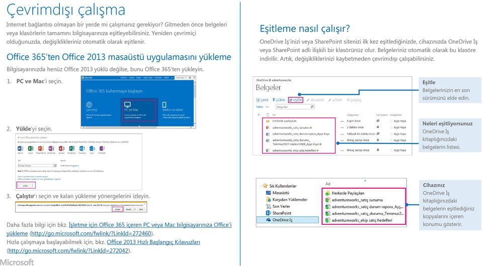 OneDrive İş inizi veya SharePoint sitenizi ilk kez eşitlediğinizde, cihazınızda OneDrive İş veya SharePoint adlı ilişkili bir klasörünüz olur. Belgeleriniz otomatik olarak bu klasöre indirilir.