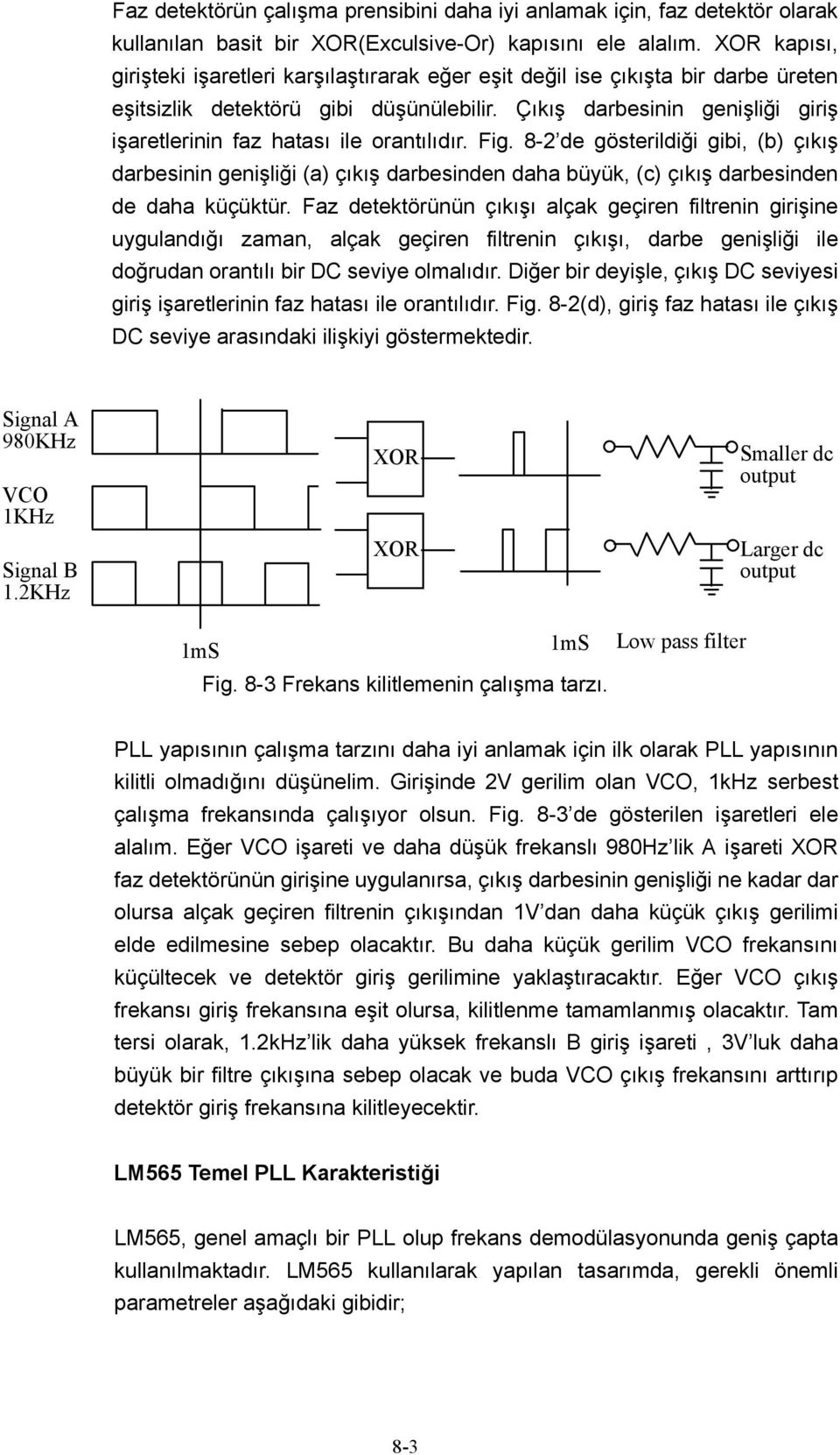 Çıkış darbesinin genişliği giriş işaretlerinin az hatası ile orantılıdır. Fig.