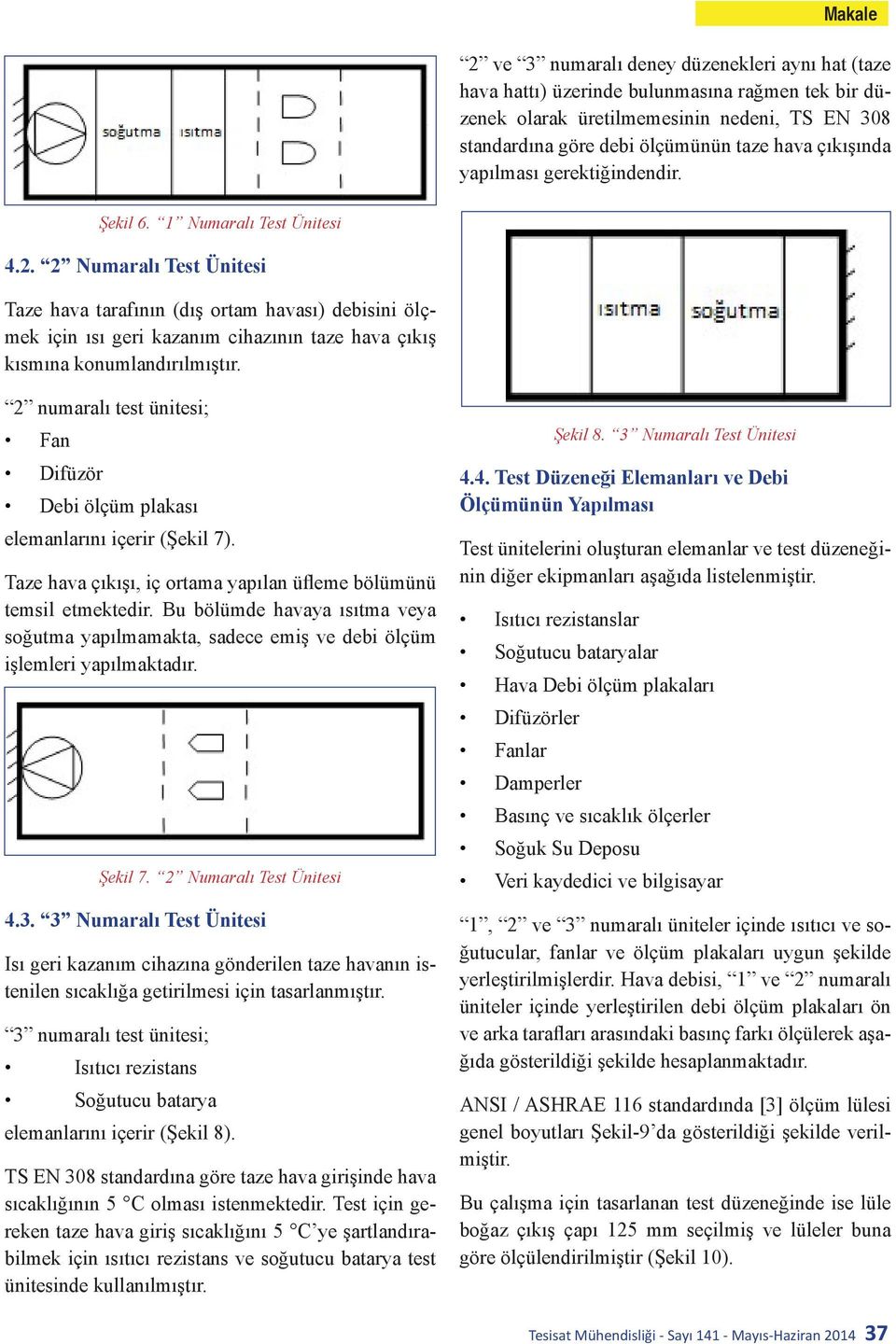 2 Numaralı Test Ünitesi Taze hava tarafının (dış ortam havası) debisini ölçmek için ısı geri kazanım cihazının taze hava çıkış kısmına konumlandırılmıştır.