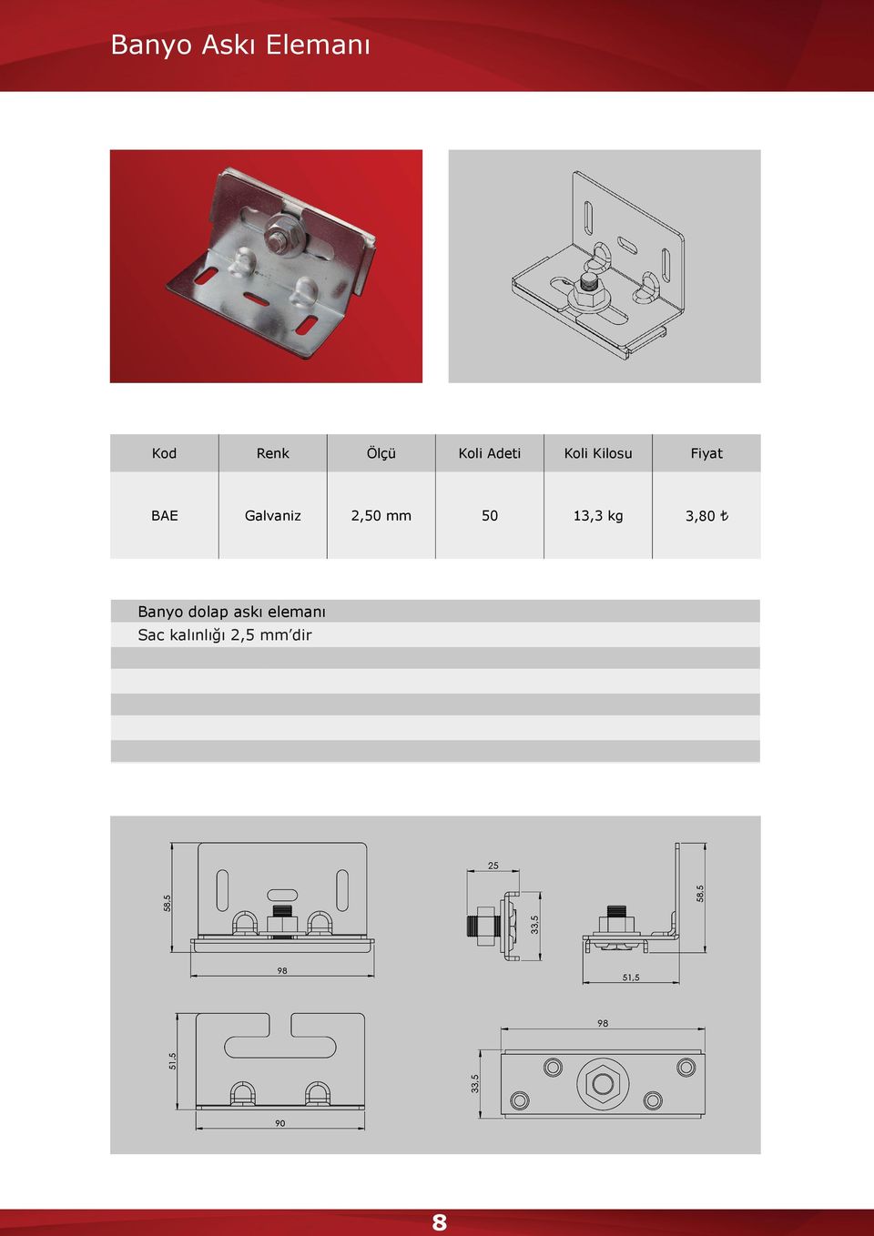 Galvaniz 2,50 mm 50 13,3 kg 3,80