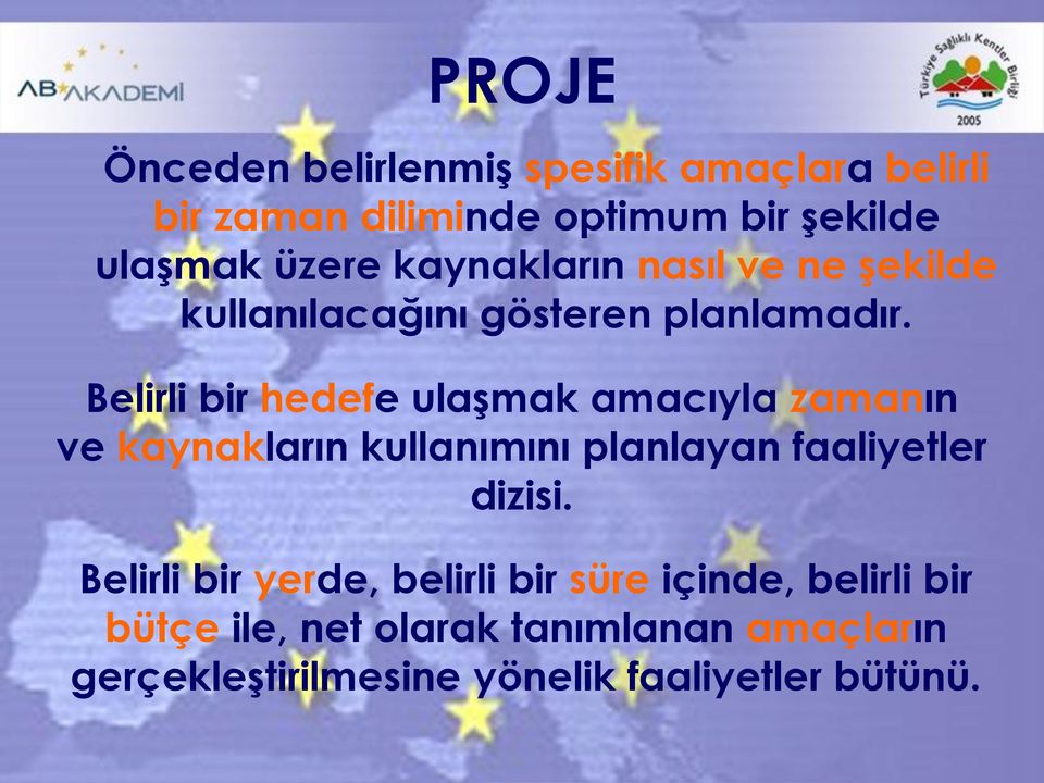 Belirli bir hedefe ulaşmak amacıyla zamanın ve kaynakların kullanımını planlayan faaliyetler dizisi.