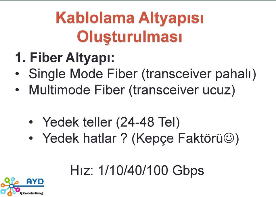 pahalı) Multimode Fiber (transceiver ucuz) Yedek