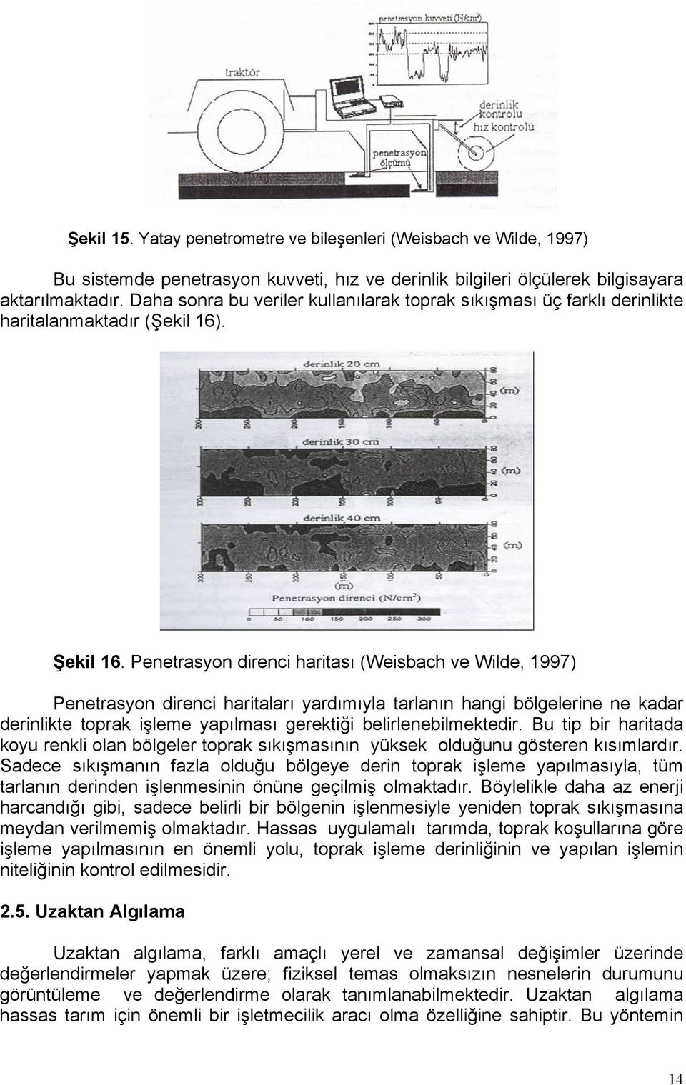 Penetrasyon direnci haritası (Weisbach ve Wilde, 1997) Penetrasyon direnci haritaları yardımıyla tarlanın hangi bölgelerine ne kadar derinlikte toprak işleme yapılması gerektiği belirlenebilmektedir.