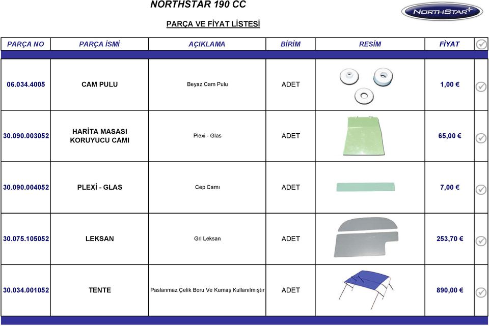 004052 PLEXİ - GLAS Cep Camı 7,00 30.075.