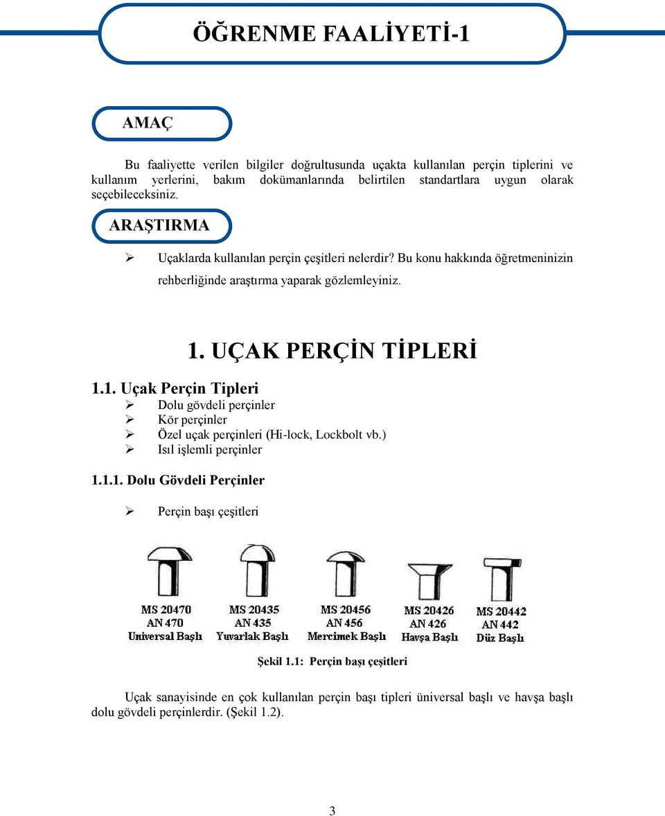 T.C. MĠLLÎ EĞĠTĠM BAKANLIĞI UÇAK BAKIM UÇAK PERÇĠNLERĠ 525MT PDF Free  Download