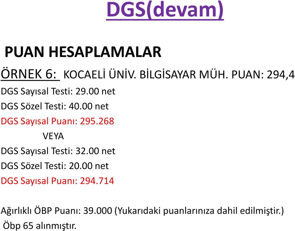 00 net DGS Sözel Testi: 40.