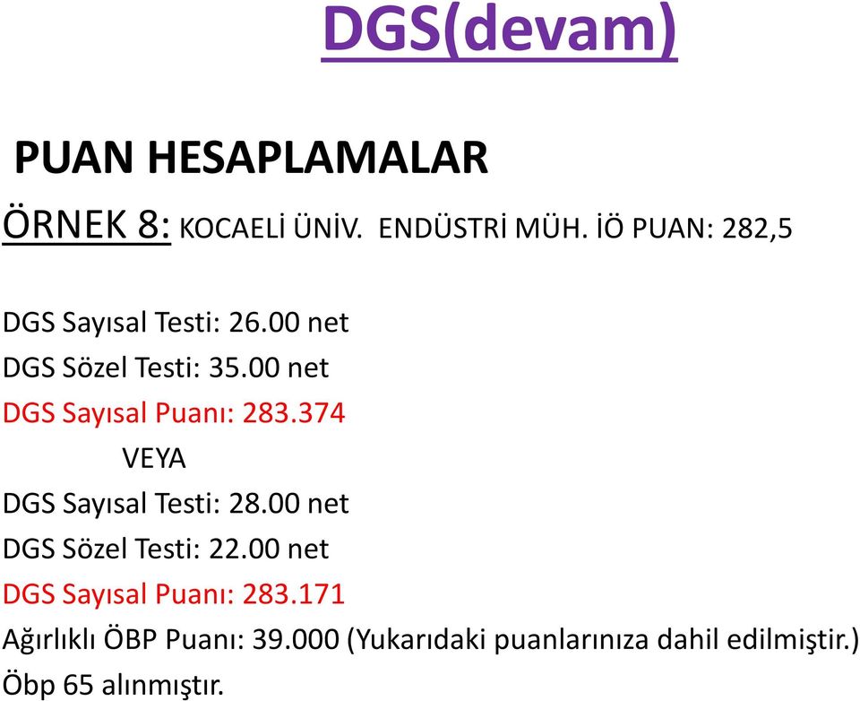 00 net DGS Sözel Testi: 35.