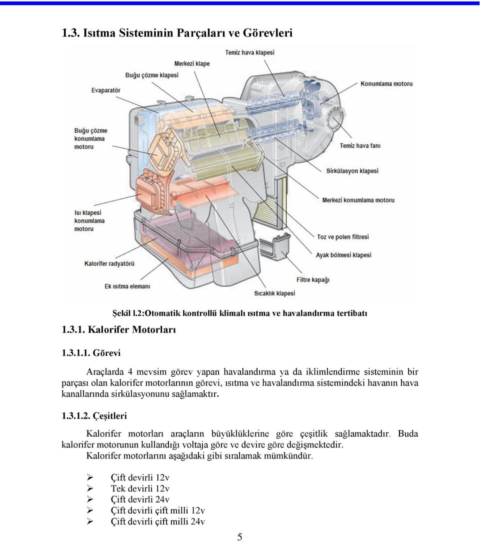 sirkülasyonunu sağlamaktır. 1.3.1.2. Çeşitleri Kalorifer motorları araçların büyüklüklerine göre çeşitlik sağlamaktadır.