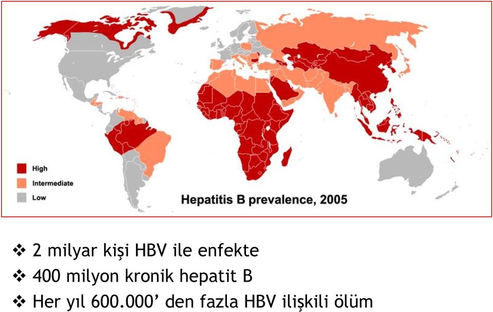 hepatit B Her yıl 600.