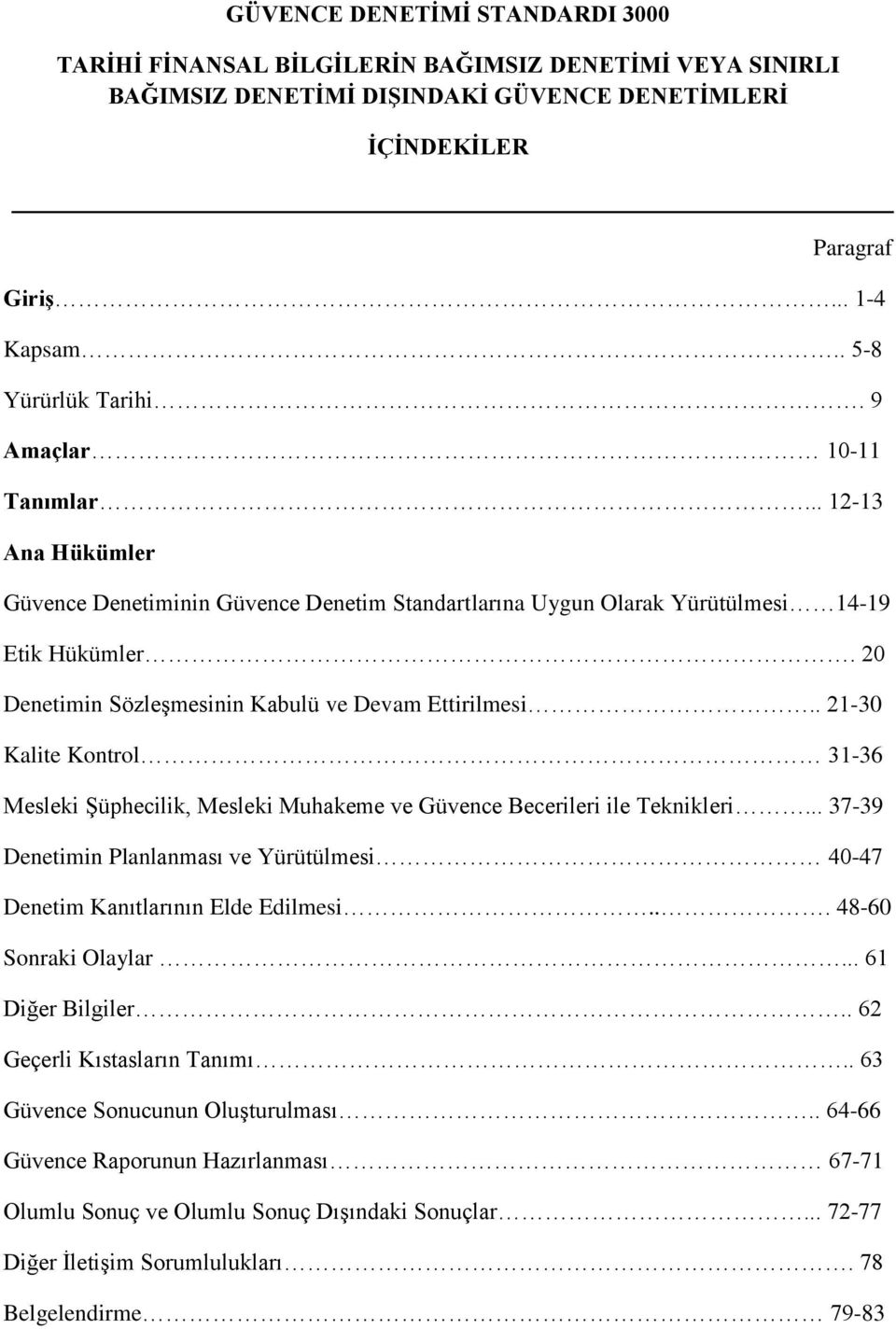 . 21-30 Kalite Kontrol 31-36 Mesleki Şüphecilik, Mesleki Muhakeme ve Güvence Becerileri ile Teknikleri... 37-39 Denetimin Planlanması ve Yürütülmesi 40-47 Denetim Kanıtlarının Elde Edilmesi.