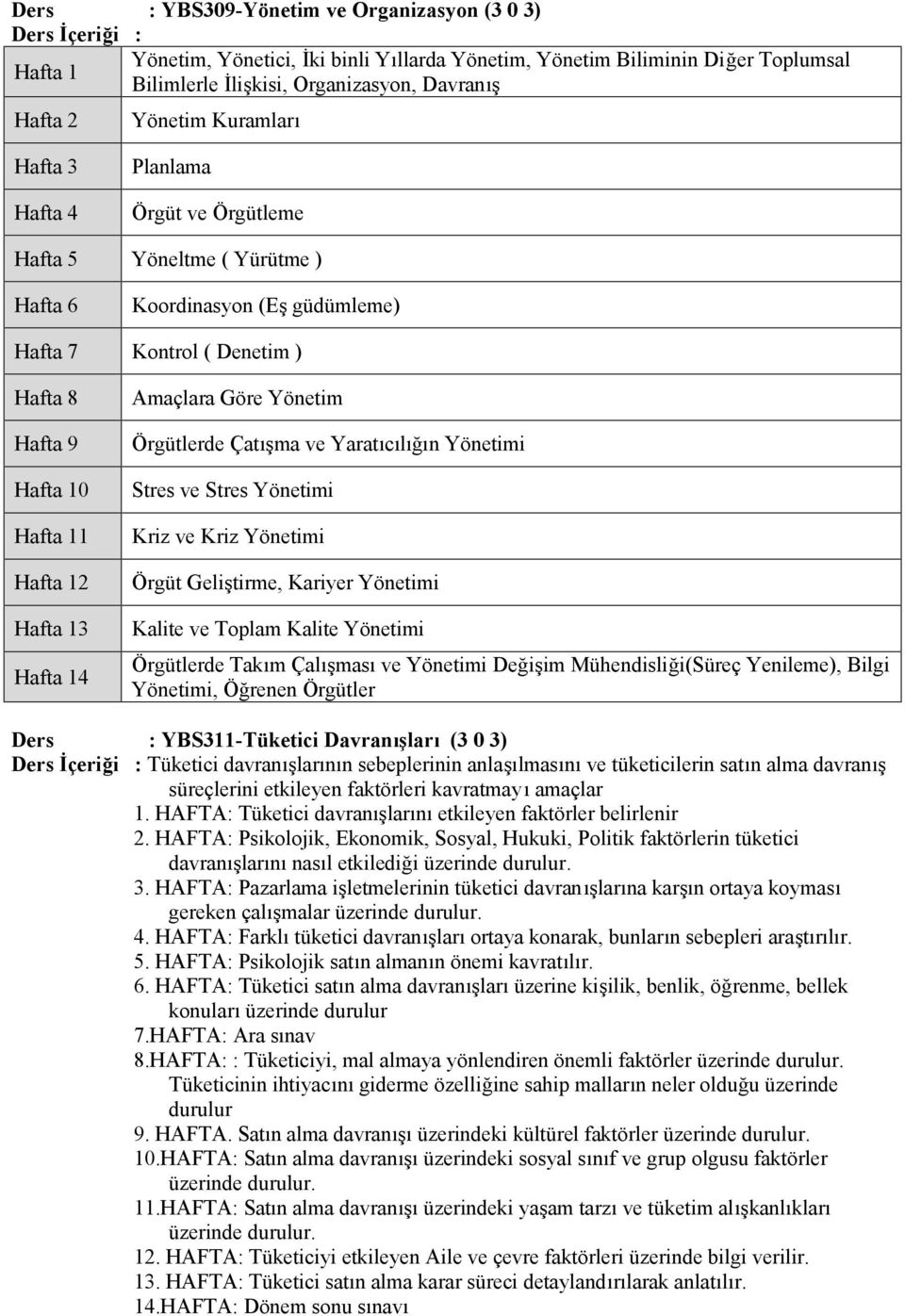 Hafta 14 Amaçlara Göre Yönetim Örgütlerde Çatışma ve Yaratıcılığın Yönetimi Stres ve Stres Yönetimi Kriz ve Kriz Yönetimi Örgüt Geliştirme, Kariyer Yönetimi Kalite ve Toplam Kalite Yönetimi