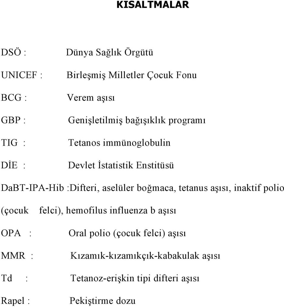 aselüler boğmaca, tetanus aşısı, inaktif polio (çocuk OPA : MMR : felci), hemofilus influenza b aşısı Oral polio