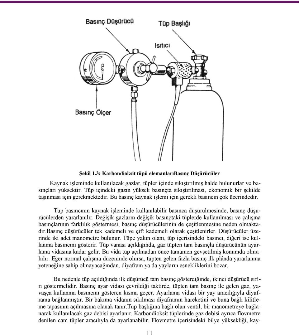 Tüp basıncının kaynak işleminde kullanılabilir basınca düşürülmesinde, basınç düşürücülerden yararlanılır.